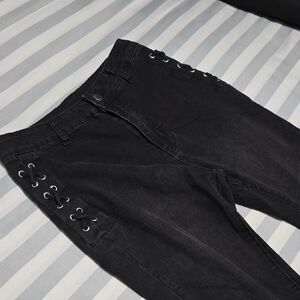Black Lace-Up Women's Skinny Jeans